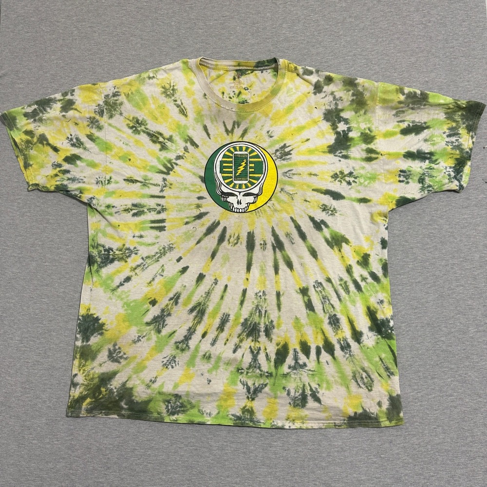 Grateful Duck Oregon Ducks Steal Your Face Tie Dye T-Shirt Green Yellow Mens 3XL